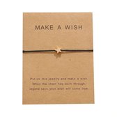 Armband - vriendschap - make a wish - zwart met ster - liefde - cadeau/kado - brievenbuscadeau - 1 stuk