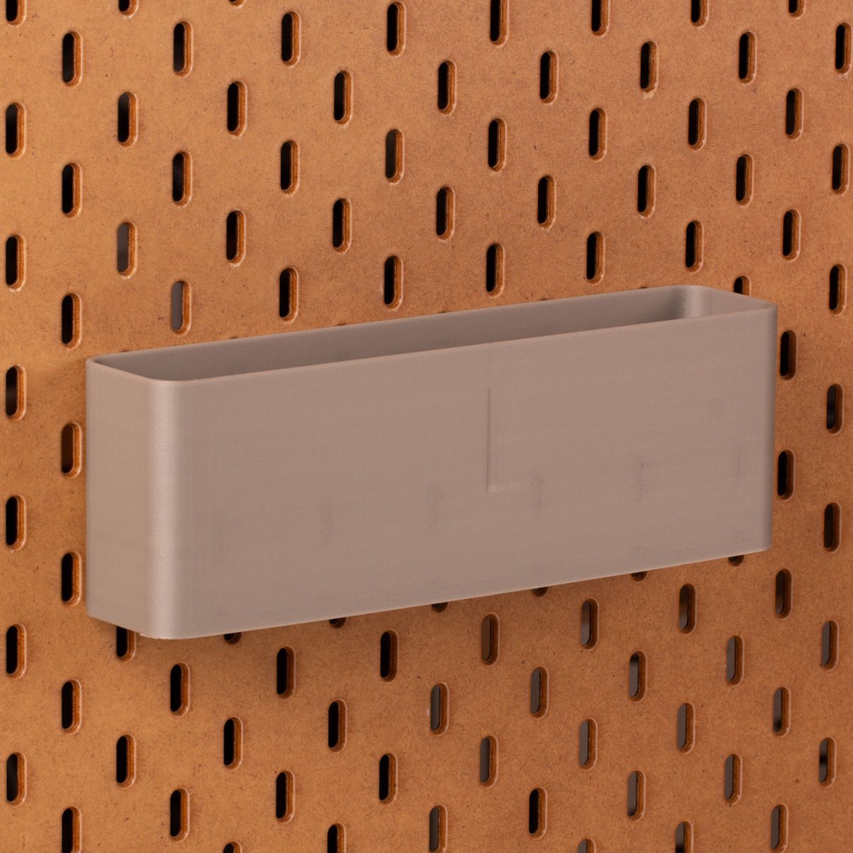 Standaard bakje voor Ikea Skadis pegboard 24x5x8 cm - Zilver - Met tussenschotjes - Opberger