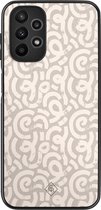 Casimoda® hoesje - Geschikt voor Samsung Galaxy A23 - Ivory Abstraction - Zwart TPU Backcover - Geometrisch patroon - Bruin/beige