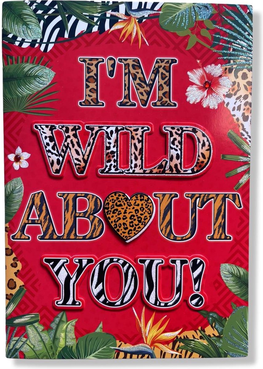 XXL Luxe 3D Valentijnskaart jungle - 18.5x26.5cm - Inclusief gekleurde envelop