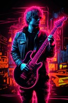 Ed Sheeran Poster | Neon Ed Sheeran | Pop Poster | Muziekposter | Abstract Portret | Neonposter | 61x91cm | Wanddecoratie | Muurposter | BY | Geschikt om in te lijsten