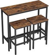 Ensemble table de bar ZAZA Home , table debout 100x40x90cm avec 2 tabourets de bar, structure en métal, design industriel, vintage marron-noir