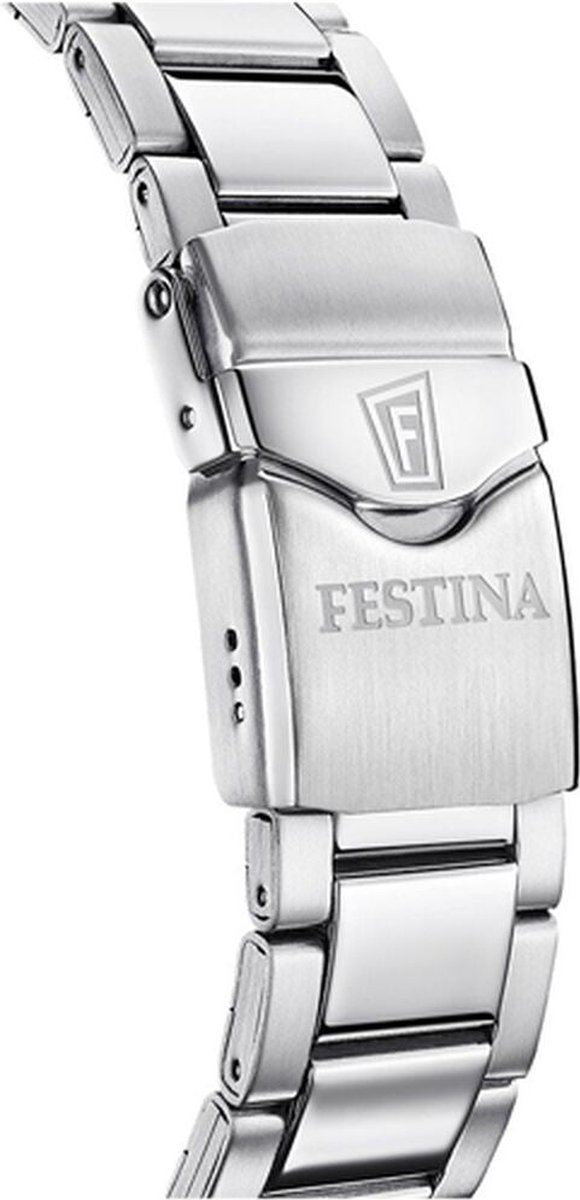 Festina F20663-3 Heren Horloge - Mineraalglas - Roestvrijstaal-Staal - Zilverkleurig - Ø 45.5 mm - Quartz - Vouw-Vlindersluiting - 20 ATM (duiken)