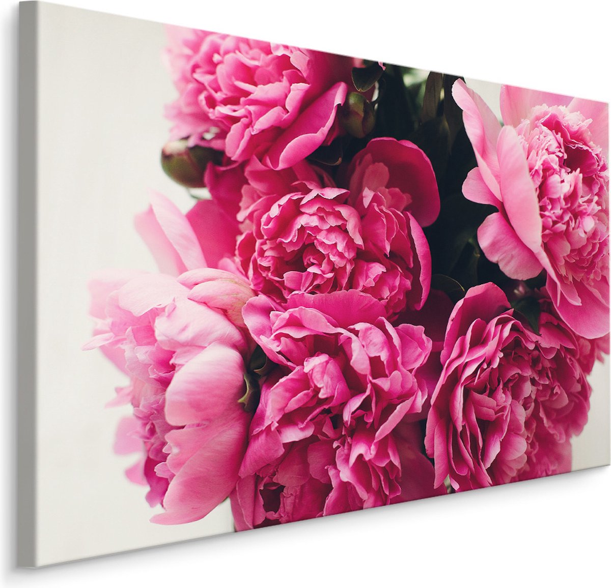 karo-art Schilderij - Boeket van Pioen rozen , print op canvas, premium print , Wanddecoratie Multikleur