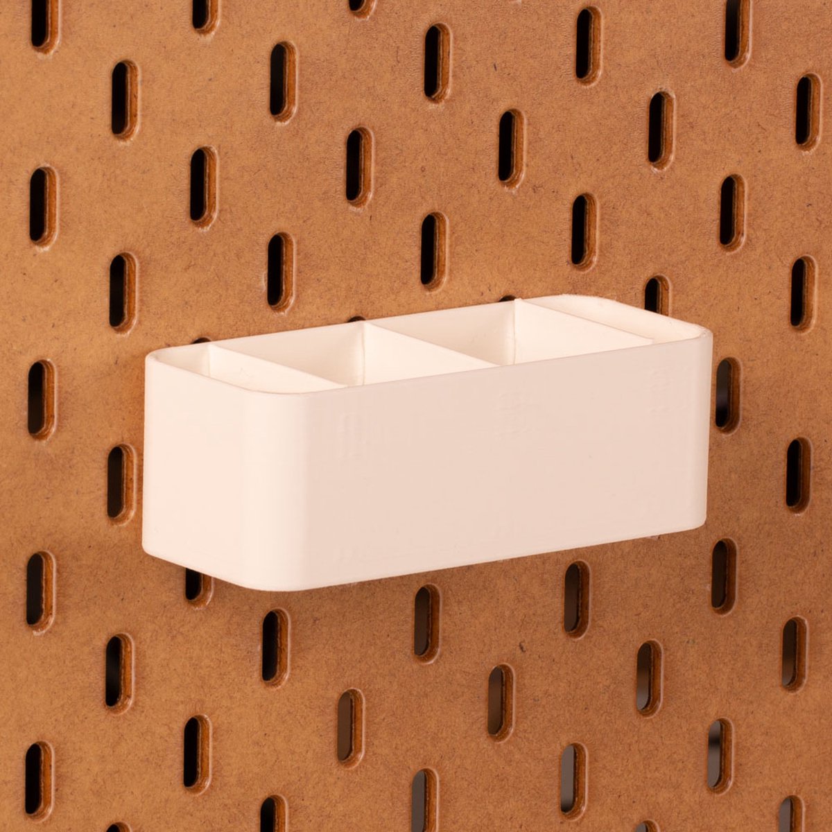 Standaard bakje voor Ikea Skadis pegboard 12x5x4 cm - Wit - Met tussenschotjes - Opberger