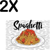 BWK Textiele Placemat - Hand Getekende Spaghetti - Set van 2 Placemats - 40x30 cm - Polyester Stof - Afneembaar