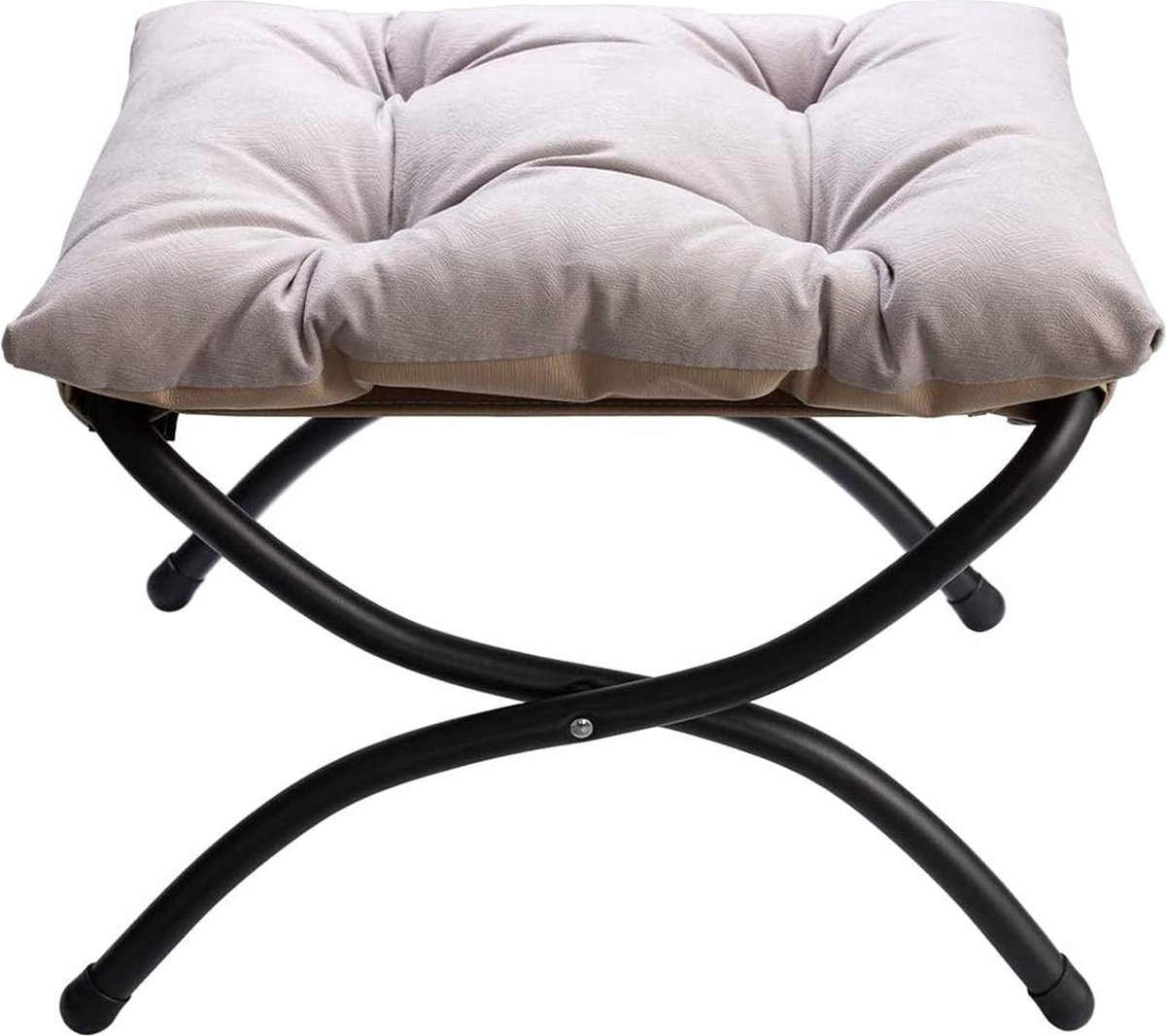 Voetbank Opvouwbare Voetsteun Kruk met Metalen Benen Kleine Ottomaanse Seat Moderne Stof, Grijs (47cm*36cm*36cm)