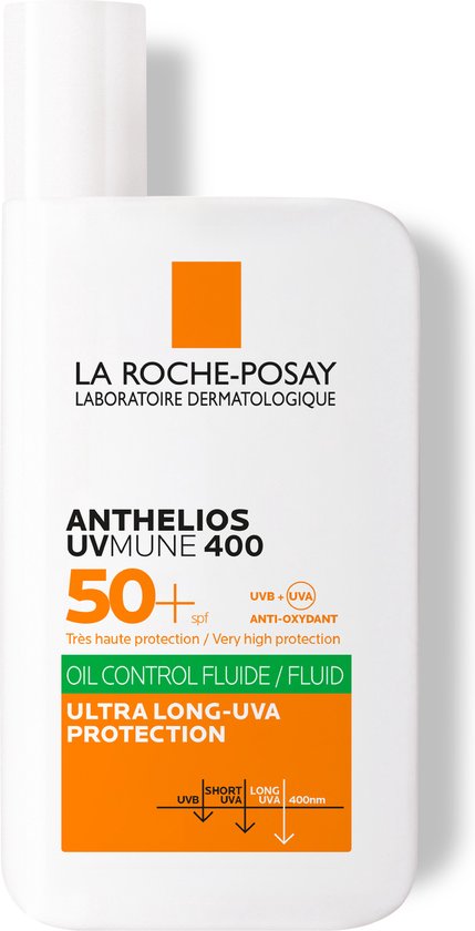 La Roche-Posay Anthelios UVMune Oil Control Fluid SPF50+ Zonnebrand - Gecombineerde tot Vette Huid met Neiging tot Acne - 50ml