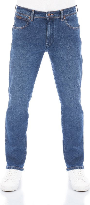 Wrangler Heren Jeans Broeken Texas Slim Stretch slim Fit Blauw 38W / 36L Volwassenen Denim Jeansbroek