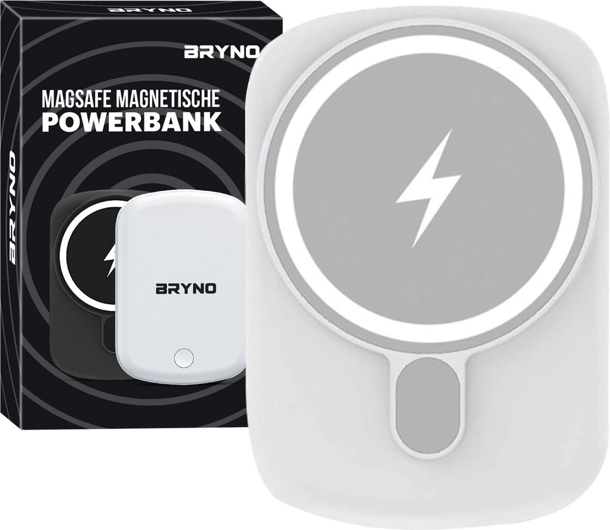 Bryno® MagSafe Powerbank 10.000 mAh - Iphone & Samsung - Draadloze Powerbank - Geschikt voor MagSafe - Magnetische Powerbank - Iphone 12 / 13 / 14 / 15