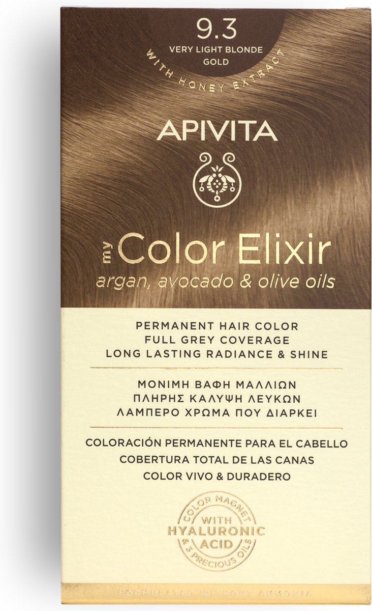 Apivita Haarverf Hair Colour Color Elixir Permanent Hair Color 9.3 Very Light Blonde Gold