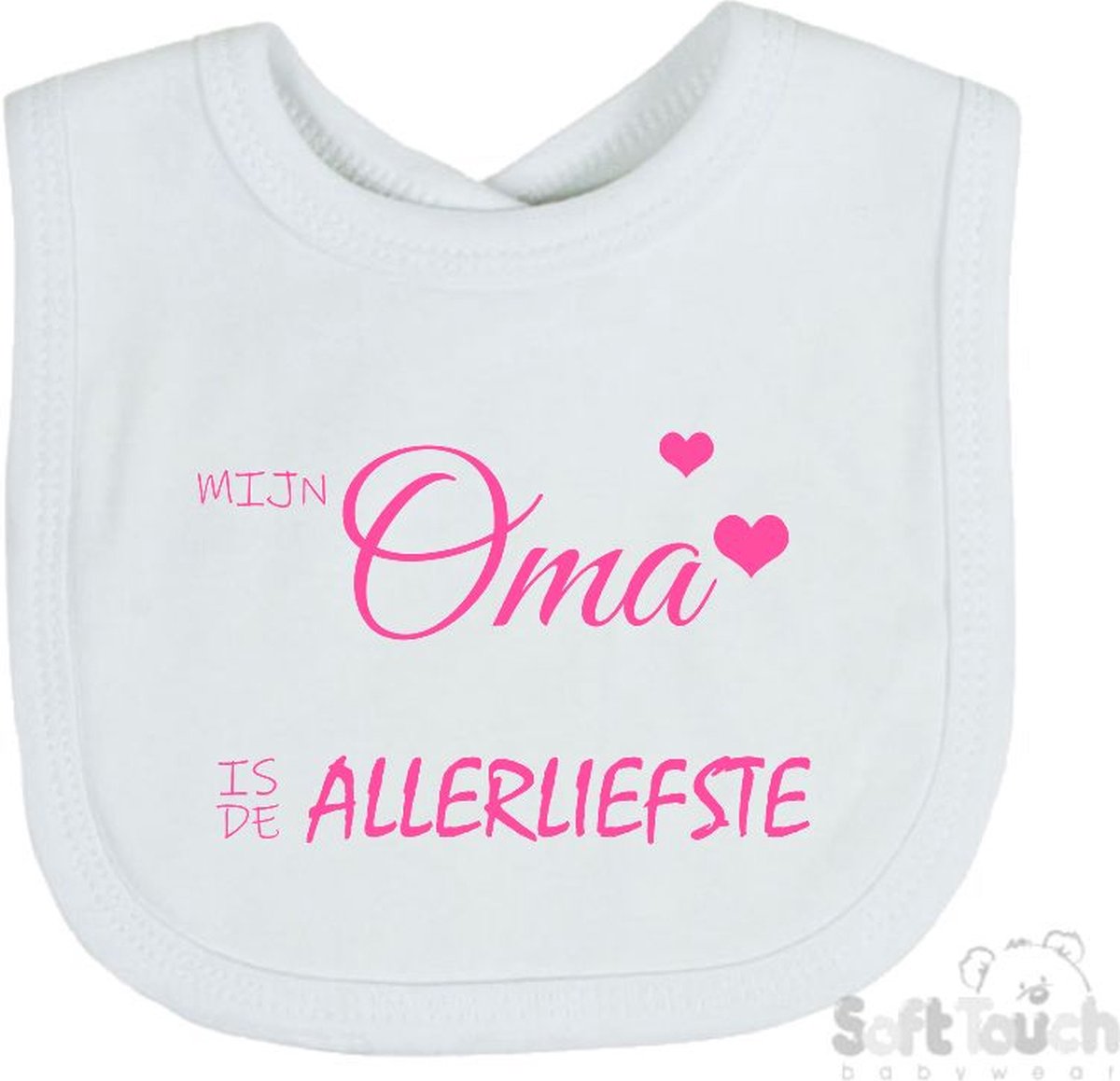 Goedkoopste Soft Touch Slabber Slabbetje Slab Mijn oma is de allerliefste Unisex Katoen Wit/roze Maat 33x22 Cm