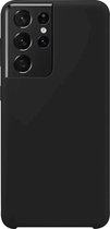 Telefoonglaasje Hoesje Geschikt voor Samsung Galaxy S21 Ultra - Siliconen - Zwart - Beschermhoes - Case - Cover