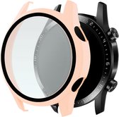 Telefoonglaasje Hoesje met screenprotector - Geschikt voor Huawei Watch GT2 - 46mm - Roze