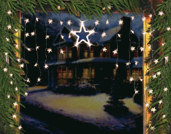 Cosmo Casa LED Gordijn Sterren Hemelverlichting Lichtslinger Sterren Decoratie - 1 grote - 70 kleine Sterren