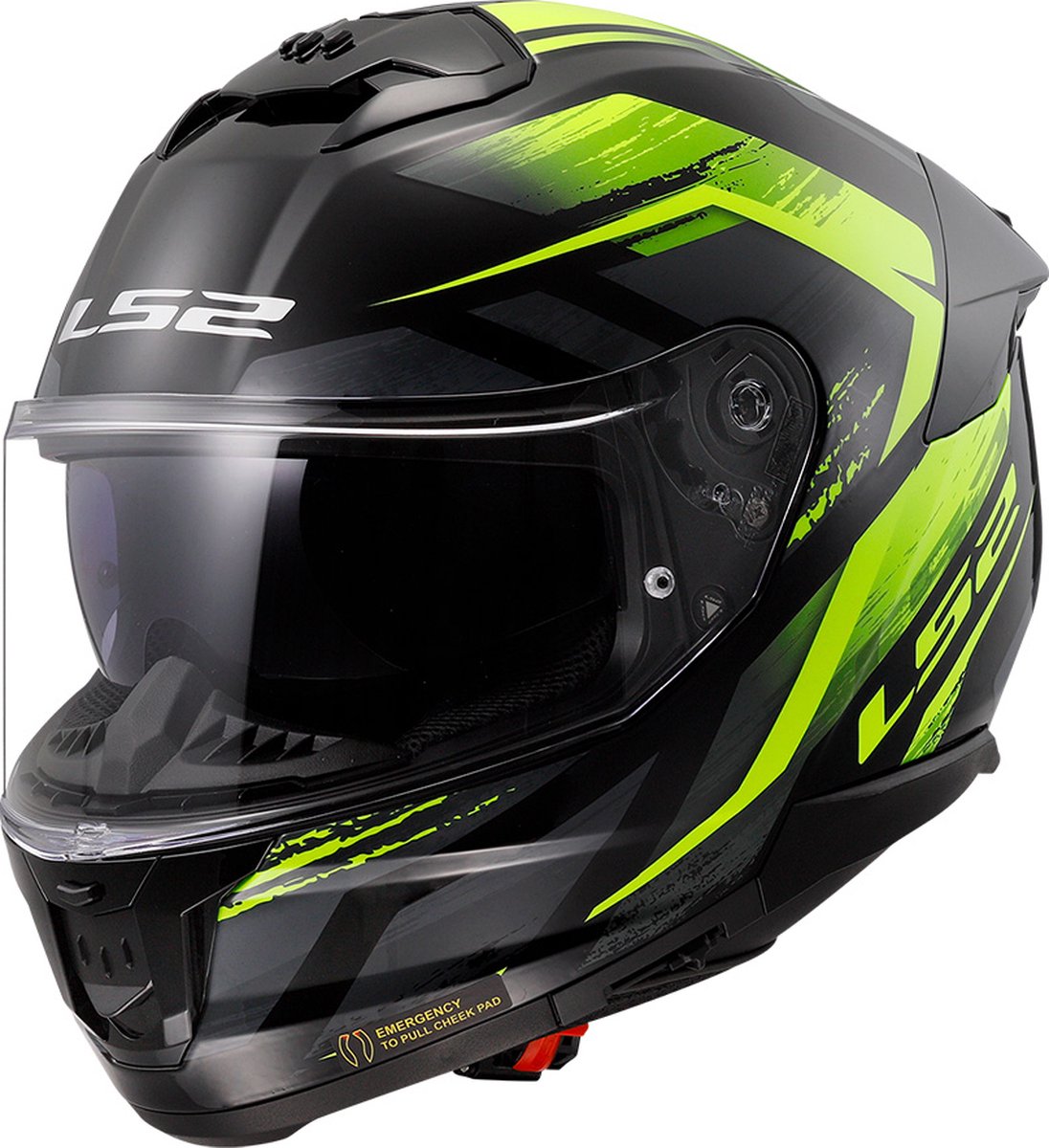 LS2 Helm Stream II FF808 zwart / fluor geel maat XL