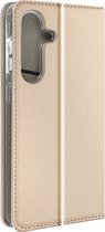 Merkloos, Hoesje Geschikt voor Samsung Galaxy S24 Plus Kaarthouder Smart Collection, Geel