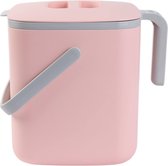 Keukencompostbak - Gemakkelijk schoon te maken voedselafvalbak voor keuken met handgrepen | Keukencompostbak voor aanrecht, keukenafvalemmer (5 liter) - Roze