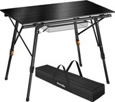 tectake®- Aluminium campingtafel kampeertafel - opvouwbaar - in hoogte verstelbaar - LxBxH: ca. 90x52x47cm - zwart - 404983