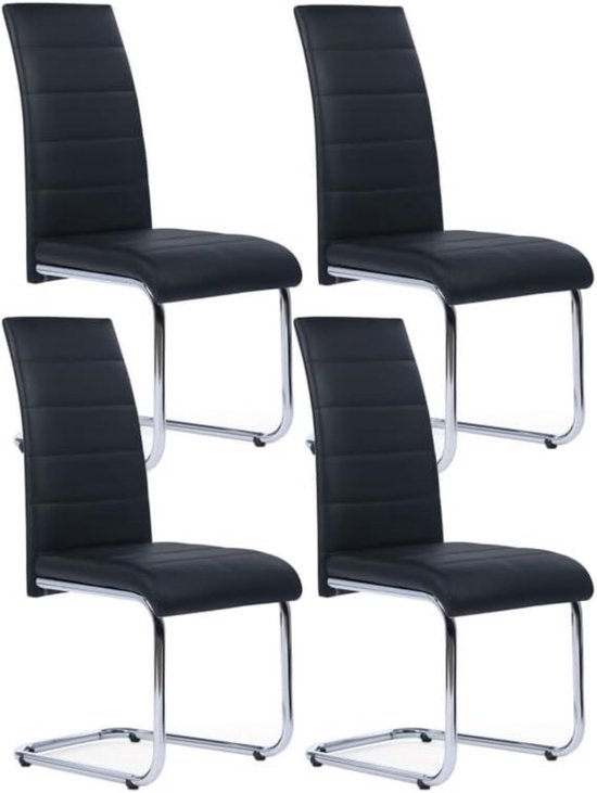Set van 4 zwarte MIA-stoelen voor eetkamer
