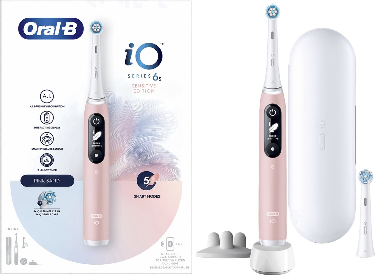 Oral-B iO 6S Volwassene Vibrerende tandenborstel Roze, Wit