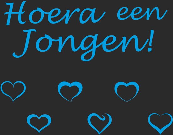 Geboorte sticker Hoera een jongen kobalt blauw | bol