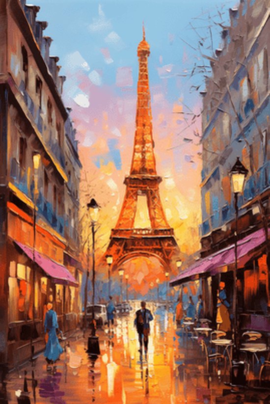 Parijs Poster | Eiffeltoren Poster | Stadposter | Aquarel | Pop Art | 61x91cm | Wanddecoratie | Muurposter | CW | Geschikt om in te lijsten
