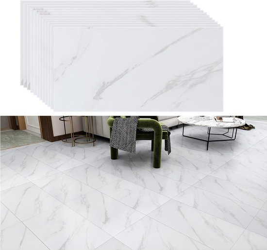 Livelynine 32 dikke PVC-tegels, 30x30 cm, zelfklevend, marmer, grijs