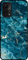 Smartphonica Telefoonhoesje voor OPPO A54 5G met marmer opdruk - TPU backcover case marble design - Blauw / Back Cover geschikt voor Oppo A54 5G