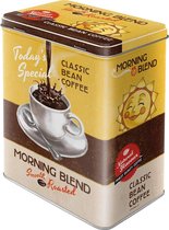 voorraadblik L, Morning Blend – Geschenkidee voor koffieliefhebbers, Grote koffiedoos van blik, Vintage design, 3 l