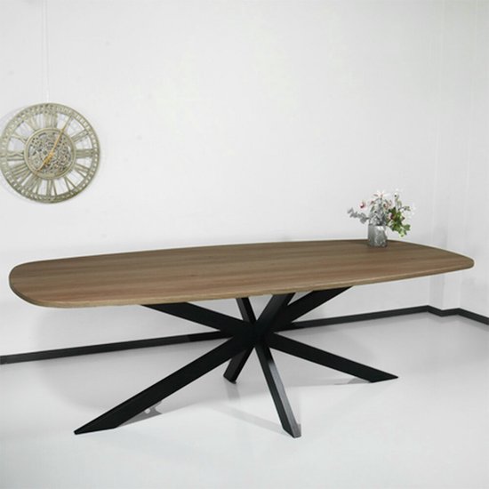 Foto: Eettafel deens ovaal 240cm bruin hero ovale eettafel