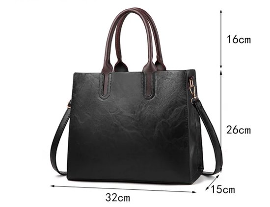 N3 Collecties Sac à main pour femme Sac à bandoulière en cuir PU Sac à main pour femme Zwart