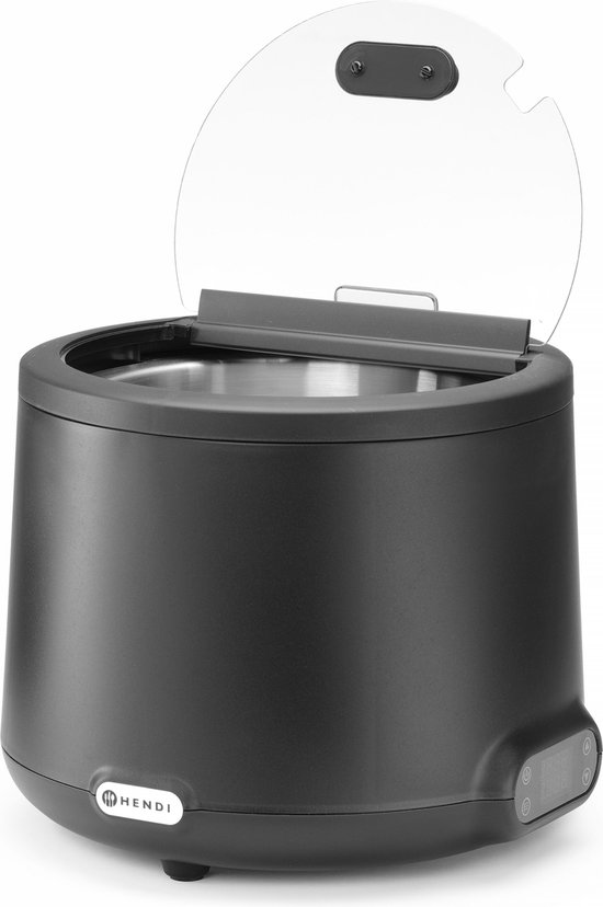 METRO Professional Soepketel GSK1009, staal, 34 x 36 cm, 9 L, draaibaar deksel, uitneembare kom, zwart