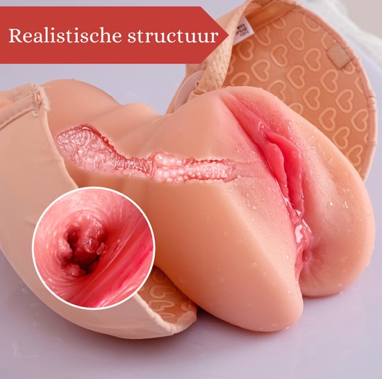 Realistische Pocket Pussy - Masturbator voor man – Inclusief glijmiddel – Discrete levering - Vagina en Anus - Lianska