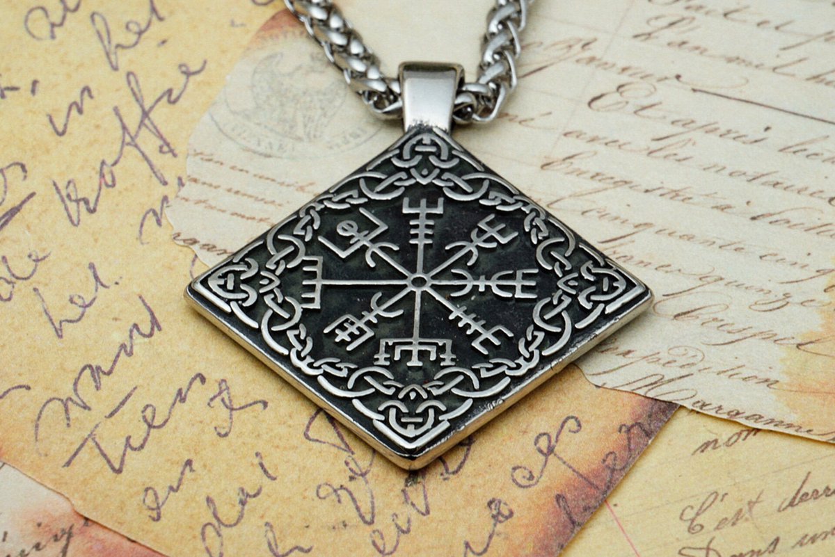 [Two Ravens] Viking Amulet - Viking Kompas Hanger - Vegvisir Ketting - Viking Sieraden - Noorses Mythologie - Asatru - Spiritueel - Paganisme - Heidens
