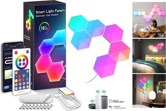 APO Electronics® - Hexagon LED Verlichting - 6 Stuks - App bediening geschikt voor Tuya - Gaming Verlichting - RGB & IC LED Panelen - Wandlamp Met Afstandsbediening