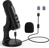 AG-Commerce Microfoon USB - Voor - Pc - Gamen - Opname - Streaming - Podcast - Laptop - Hoofdtelefoon Uitgang - Condensor