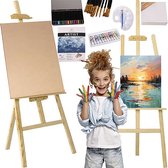 Set de peinture - Set de peinture 9 pièces - Chevalet - Peinture acrylique - Trombones - Crayons de Crayons de couleur - Toile - Palette de peinture - Pinceau - Papier aquarelle