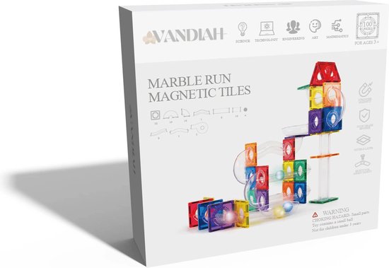 VANDIAH® Knikkerbaan- 100 stuks- Knikkerbaan met lichtgevende knikkers- Magnetische bouwstenen- Educatief speelgoed- Constructiespeelgoed- Knikkerbaan set- Marble run