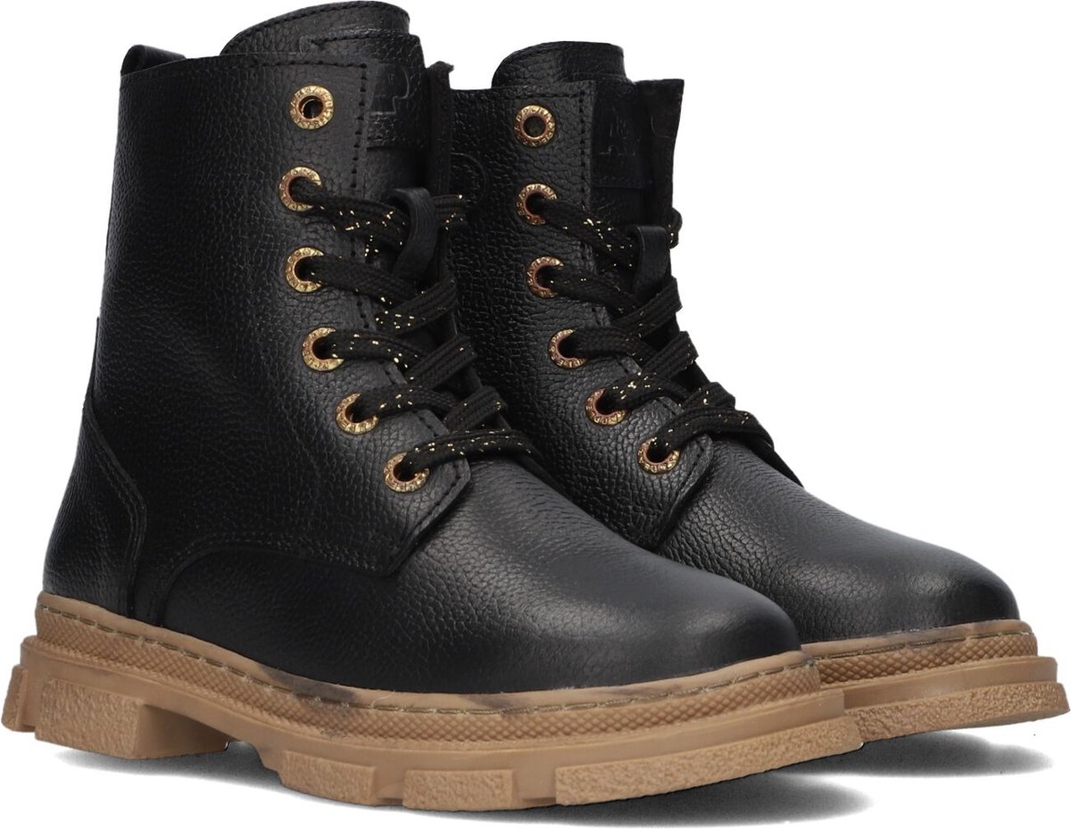 Apples & Pears B0011854 Veterboots - Laarzen Met Veters - Meisjes - Zwart - Maat 28