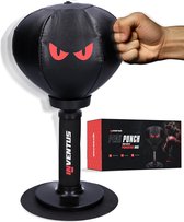 Inventus Boksbal met Zuignap - Mini Bokspaal - Anti Stress - Gaming Accesoires - Boxing Reflex Stressbal - Kinderen en Volwassenen - Zwart