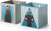 Vicco Opvouwbare box, 30 x 30 cm Set van 2, Grijs/Blauw