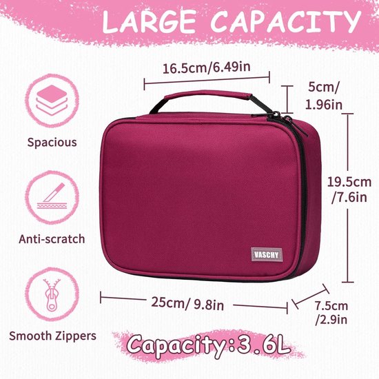 Etui Potloodtas Grote capaciteit Potloodzakje Student briefpapier Etui Pennenzak met dubbele ritssluiting Office Pennenhouder Organisator Briefpapier Tas Cosmetische tas Roze-Roze Uptodate Uptoda