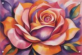 Tuinposter roos - Roze tuinposter - Tuinposter bloemen - Tuinschilderij voor buiten - Tuinschilderijen - Tuinschilderij - 60 x 40 cm