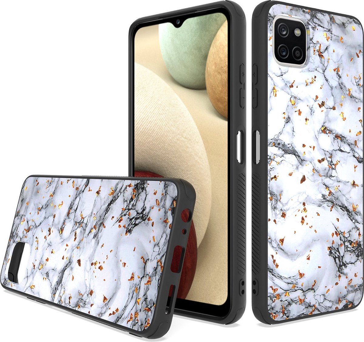 Silicone Hoesje Print - Backcover - Geschikt voor Samsung Galaxy A22 4G - Marmer Wit