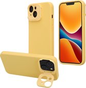 kalibri telefoonhoesje met standaard geschikt voor Apple iPhone 14 cover - Siliconen case compatibel met MagSafe in stralend geel