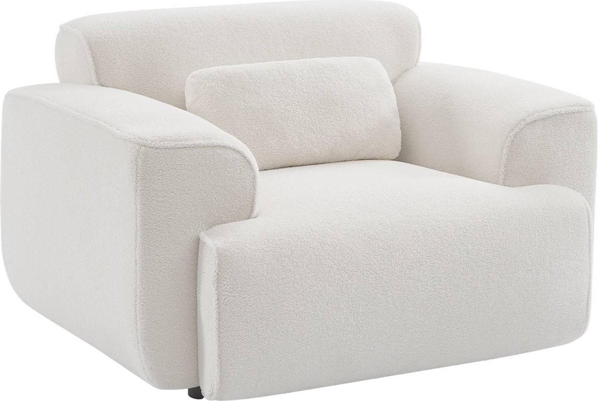 sweeek Fauteuil wallas bouclé, 118x98x73cm Crème