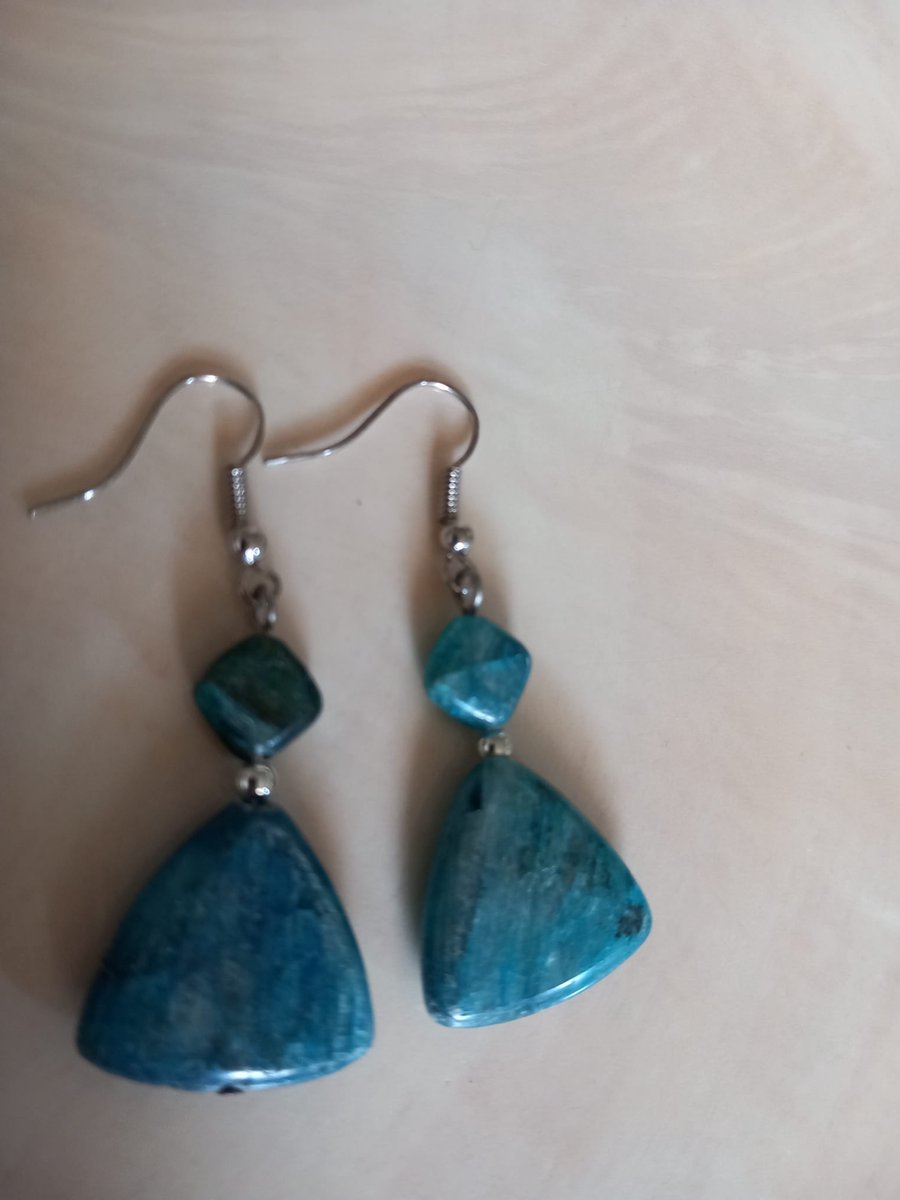 Gemstones-silver natuurstenen oorhangers Kyaniet driehoek oorhangers met 925-sterling zilver haken