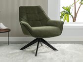 Vente-unique Draaifauteuil van olijfgroene stof CANATO L 87 cm x H 85 cm x D 83 cm