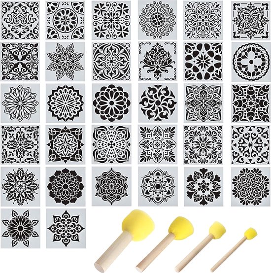 Foto: Bullet journal stencil set sjablonen hobby creatief volwassenen handlettering scrapbook accesoires stiften karton